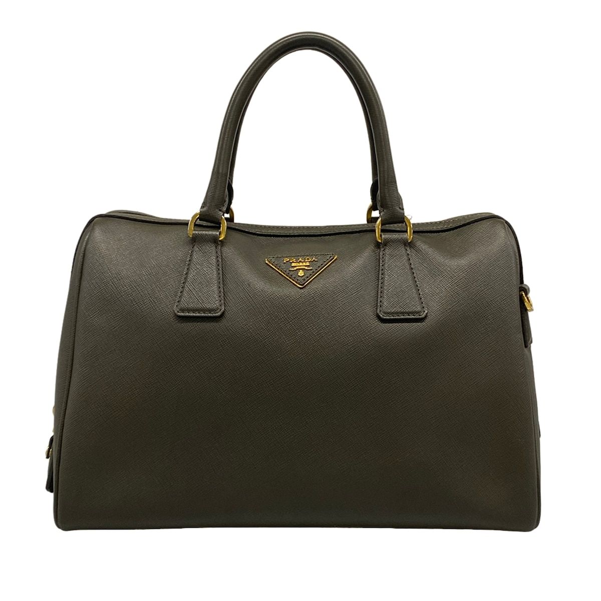 Prada Handbag Khaki Gray Leather