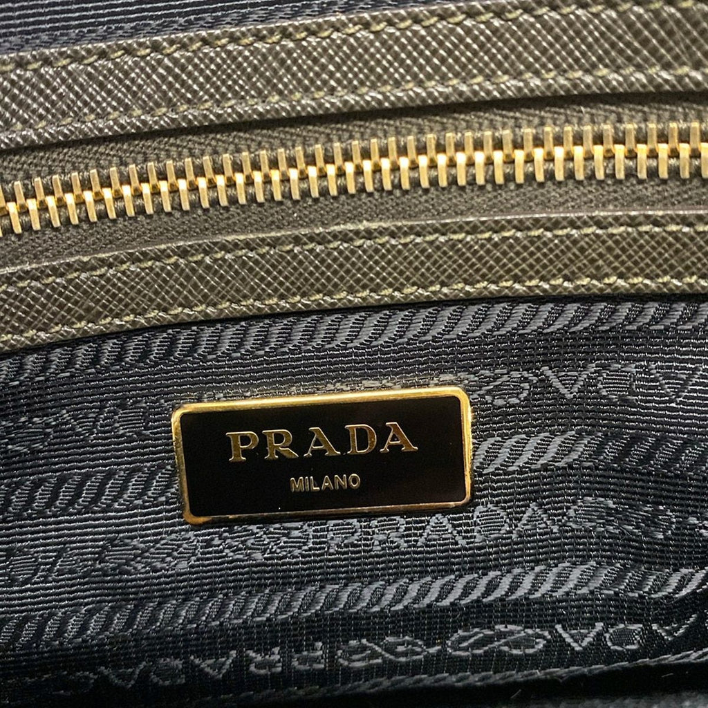 Prada Handbag Khaki Gray Leather — view 9