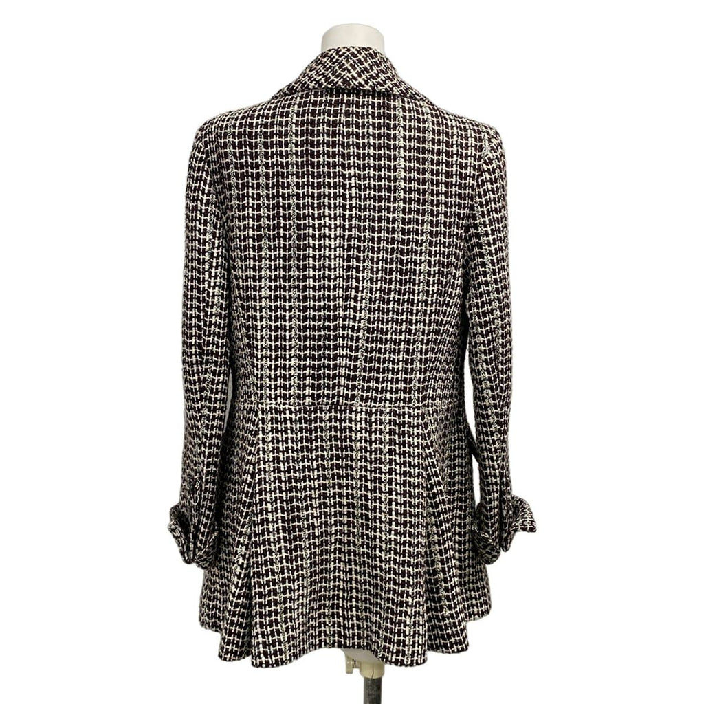 Chanel Jacket 42 L Dark Brown Long Sleeve Tweed Winter Autumn Wool — view 2