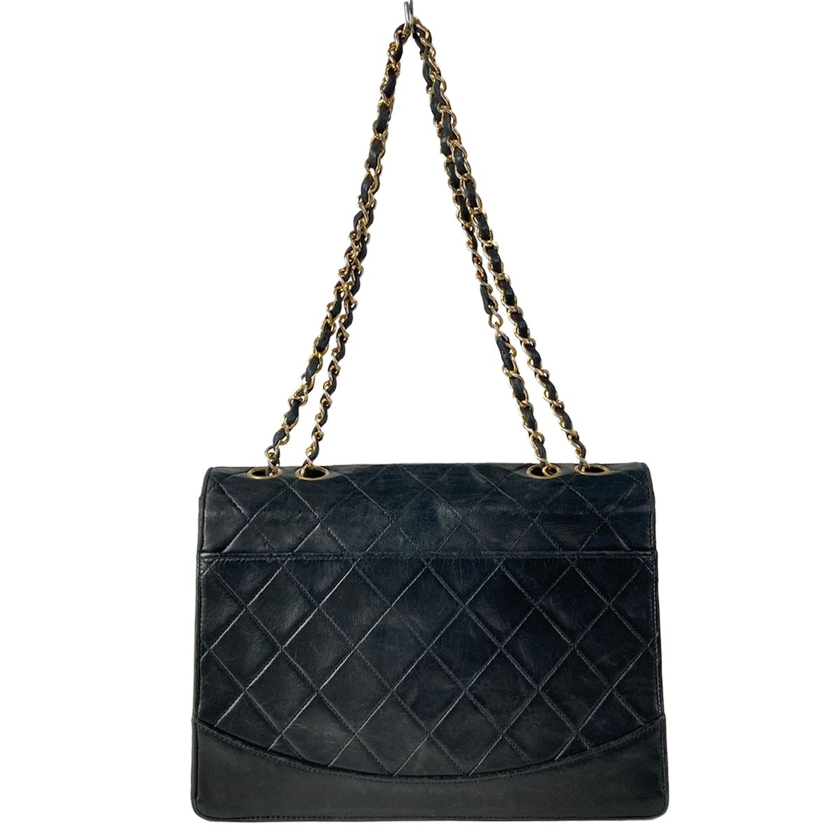 Chanel Shoulder Bag Quilted Black Chain Gold Turnlock Lambskin — view 3