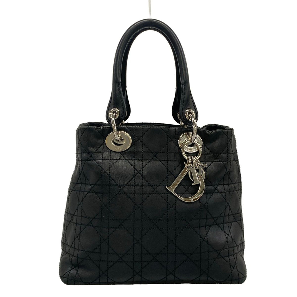 Dior Handbag Cannage Stitch Black Leather
