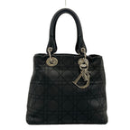 Dior Handbag Cannage Stitch Black Leather
