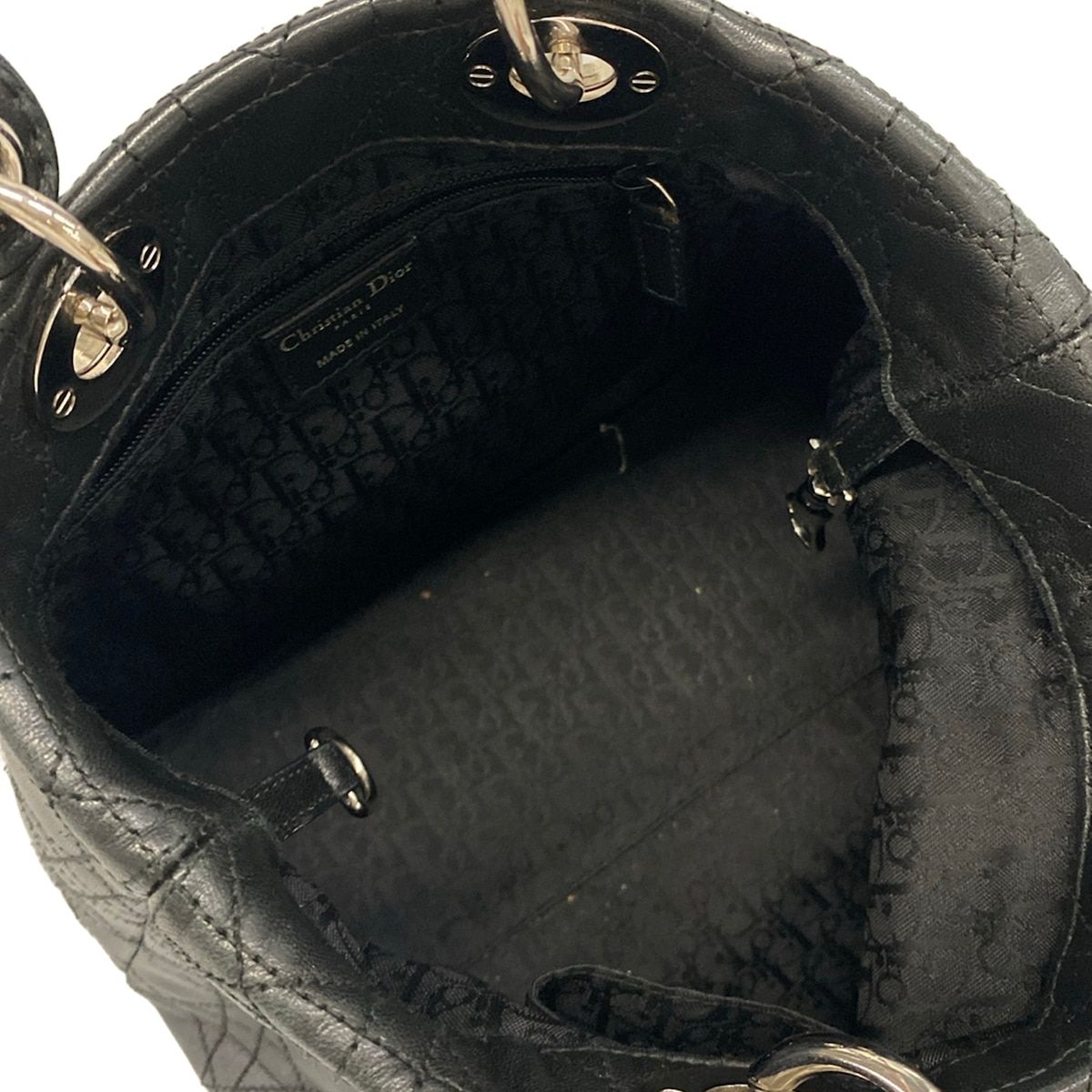 Dior Handbag Cannage Stitch Black Leather — view 7