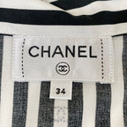 Chanel Short Sleeve Shirt Blouse 34 S White CC Logo Stripe Rhinestone Cotton — view 3