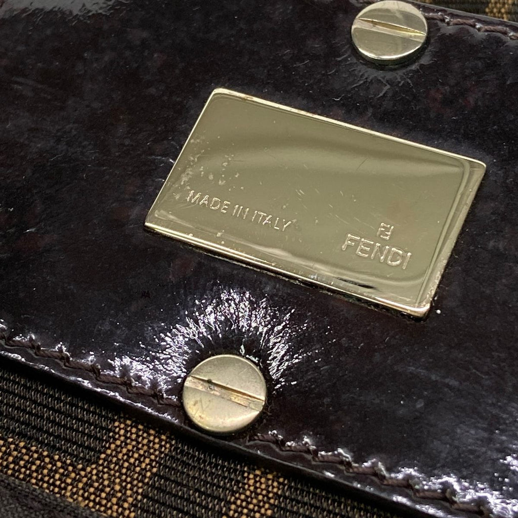 Fendi Handbag Zucca Pattern Light Brown Chain Handle Leather — view 9