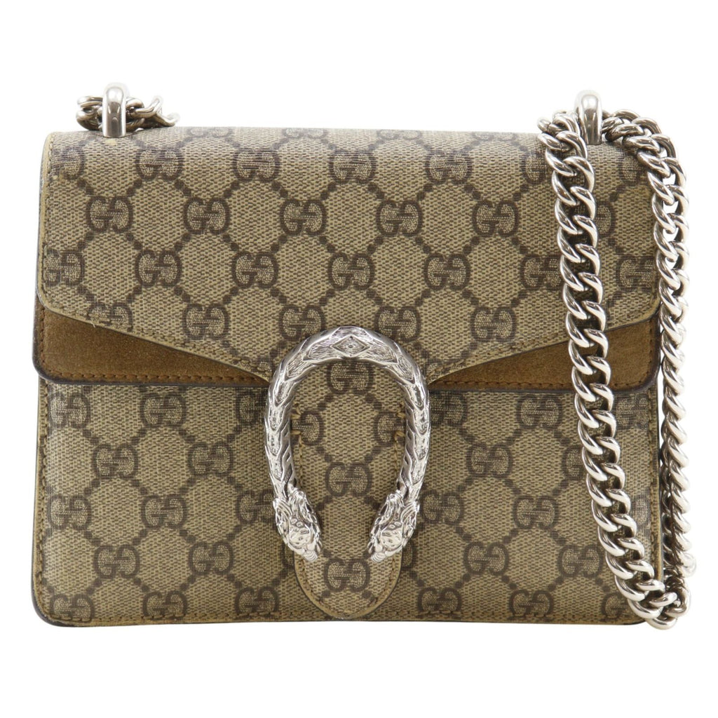 Gucci Dionysus Mini Chain Shoulder GG Supreme Canvas Brown