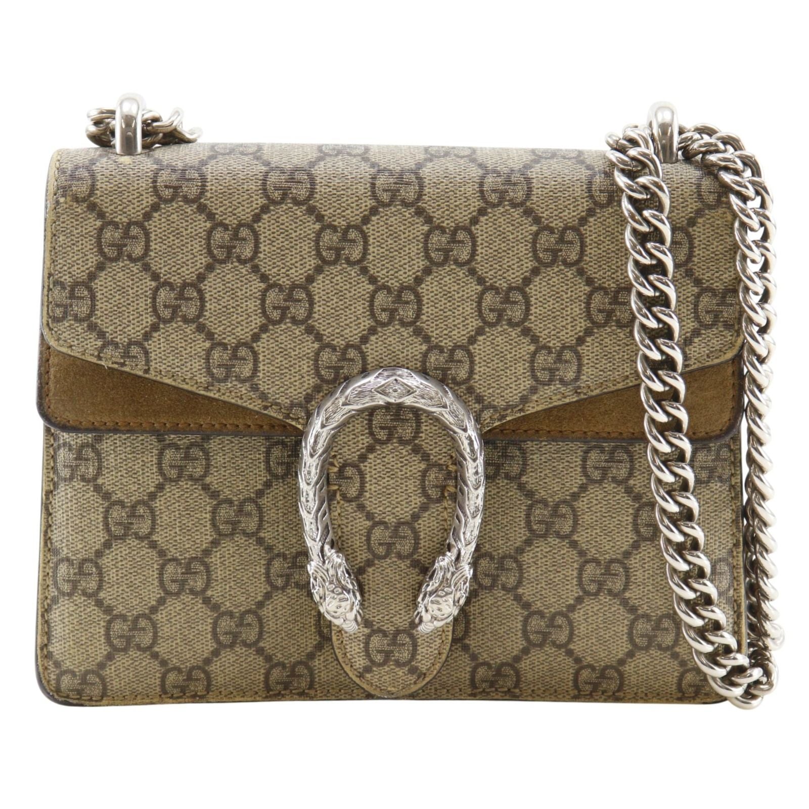 Gucci Dionysus Mini Chain Shoulder GG Supreme Canvas Brown