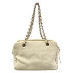 Chanel Shoulder Bag Diamond Stitch Ivory Chain CC Logo Silver Jumbo Leather — view 3