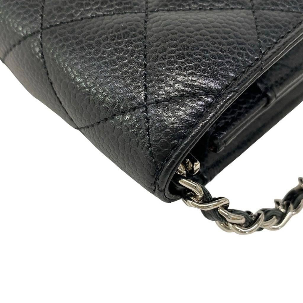 Chanel Wallet Quilted Black Chain Silver Shoulder — view 8