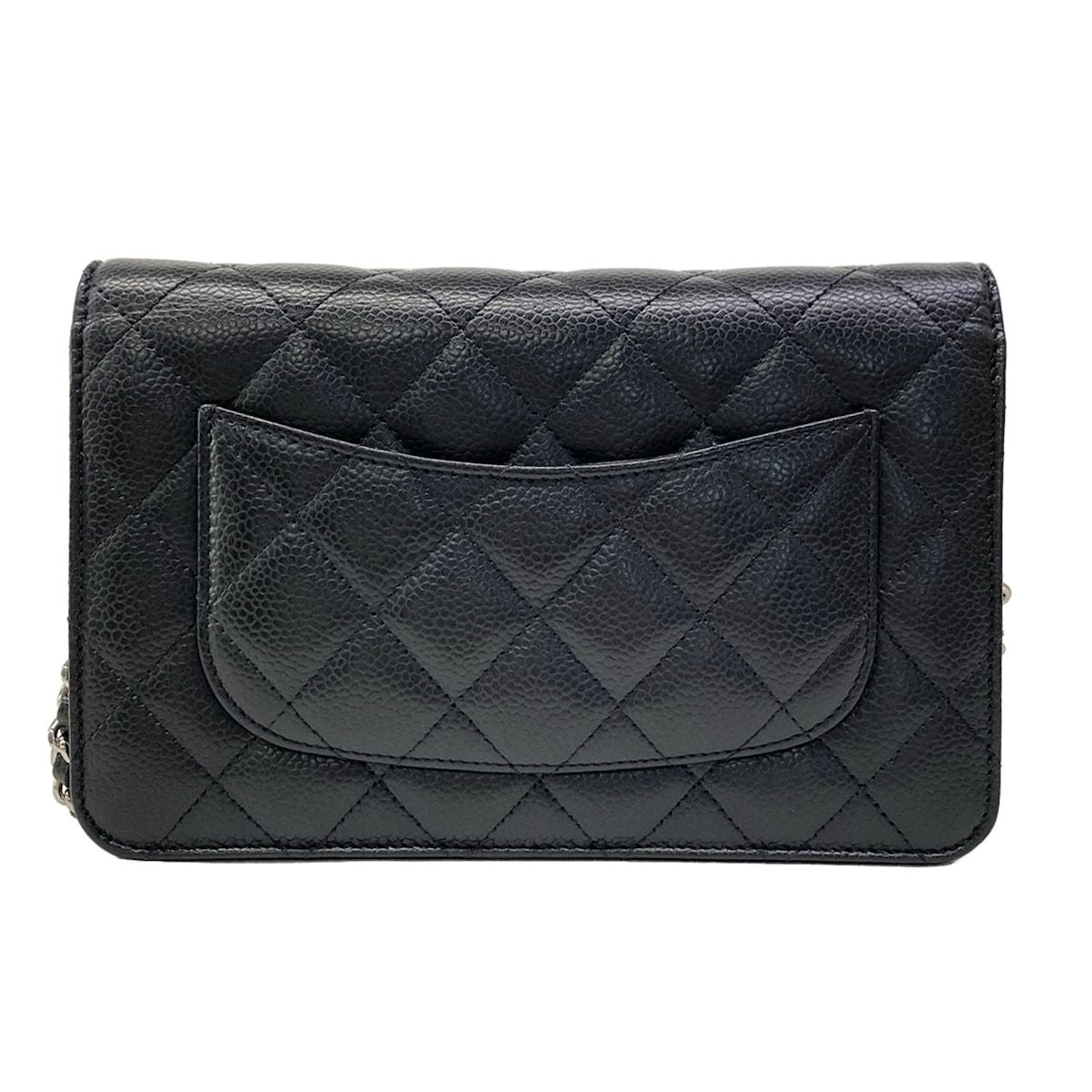 Chanel Wallet Quilted Black Chain Silver Shoulder — view 2