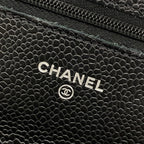 Chanel Wallet Quilted Black Chain Silver Shoulder — view 6