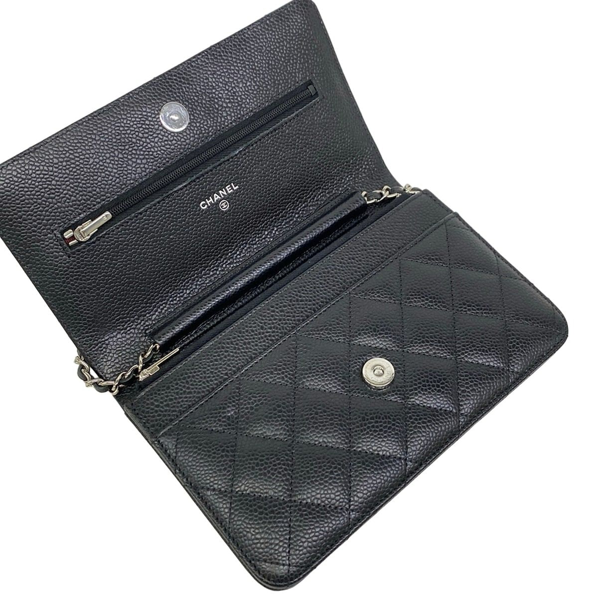 Chanel Wallet Quilted Black Chain Silver Shoulder — view 3