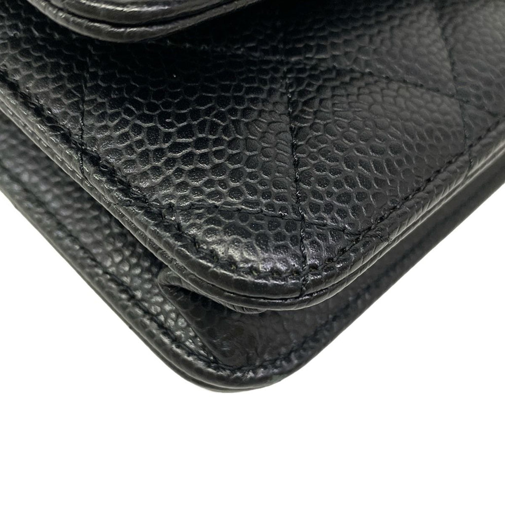 Chanel Wallet Quilted Black Chain Silver Shoulder — view 7