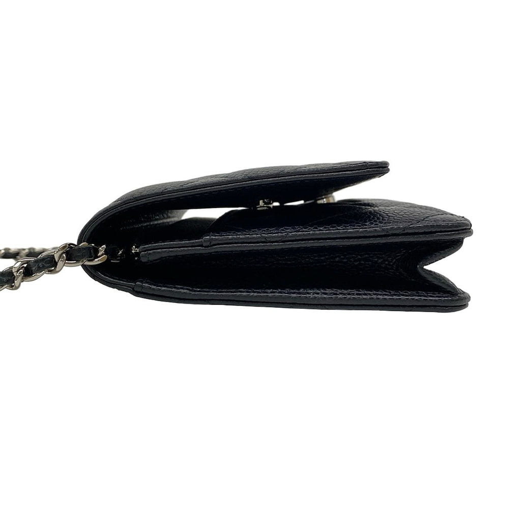 Chanel Wallet Quilted Black Chain Silver Shoulder — view 9