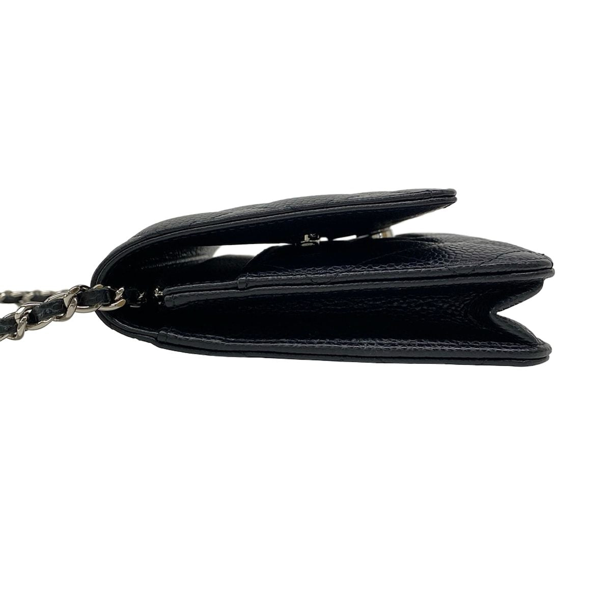 Chanel Wallet Quilted Black Chain Silver Shoulder — view 9