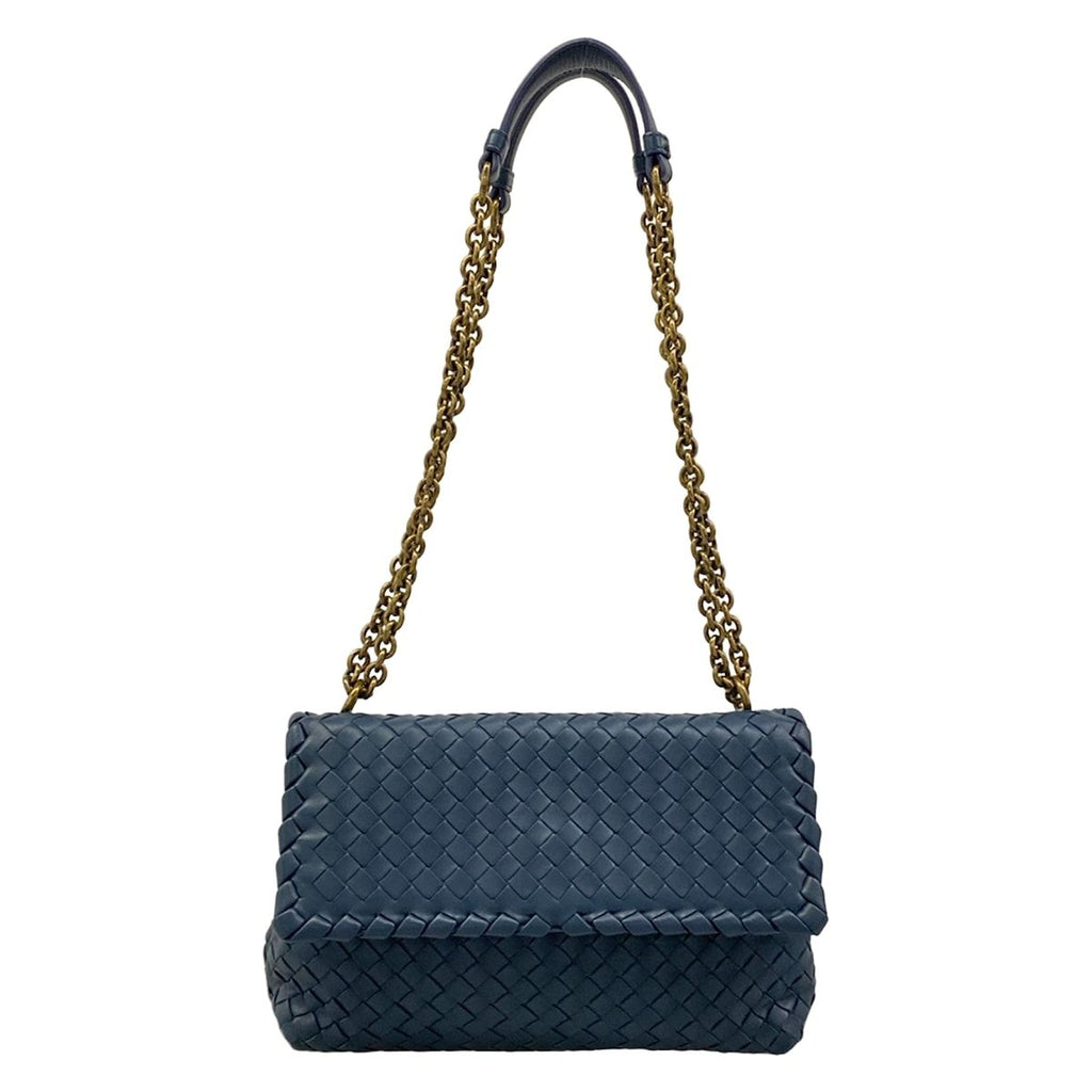 Bottega Veneta Shoulder Bag Small Olympia Navy Chain Leather