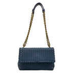 Bottega Veneta Shoulder Bag Small Olympia Navy Chain Leather