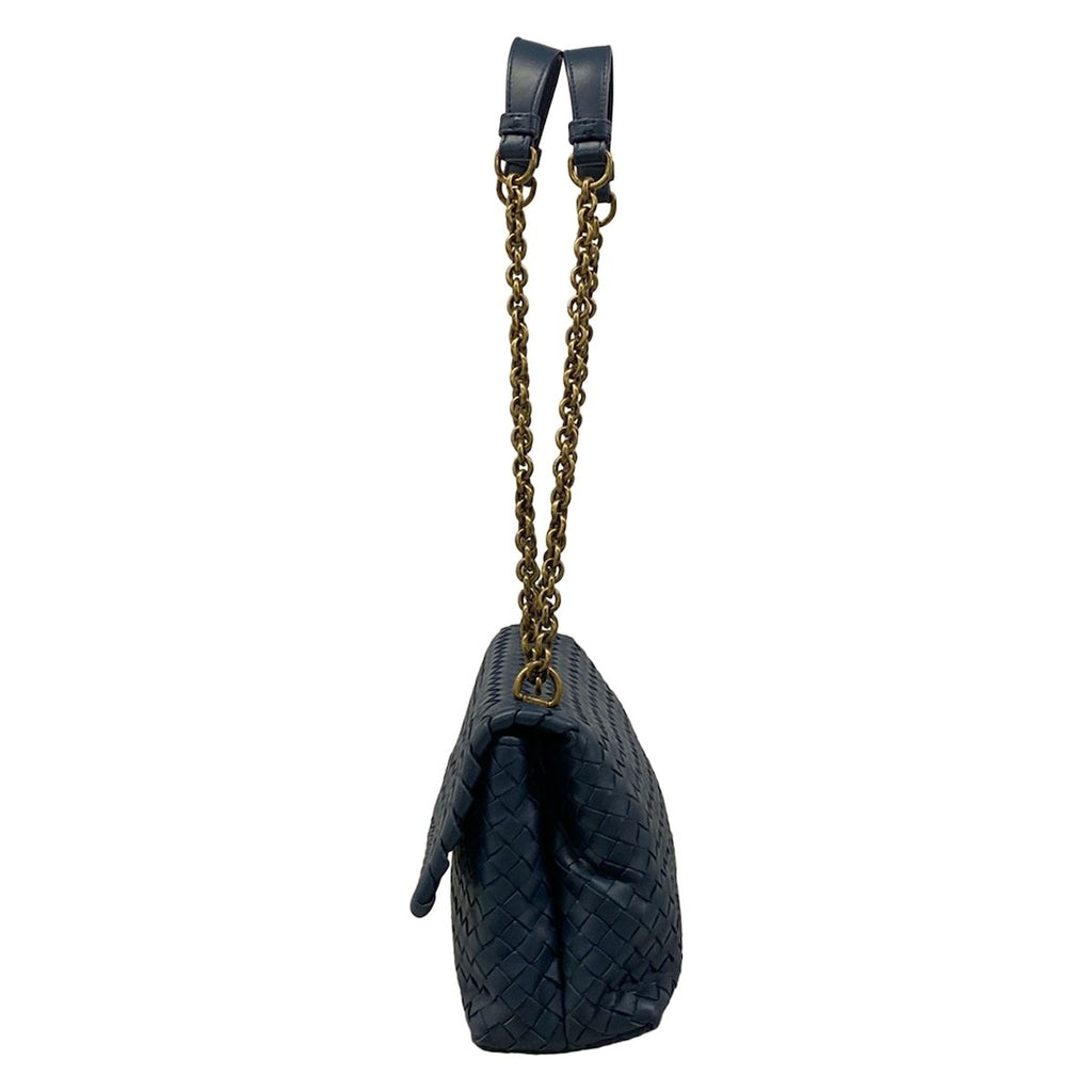 Bottega Veneta Shoulder Bag Small Olympia Navy Chain Leather — view 4