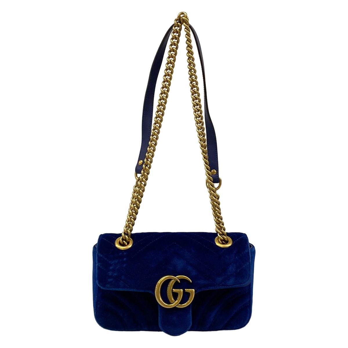 Gucci Shoulder Bag GG Marmont Blue Chain