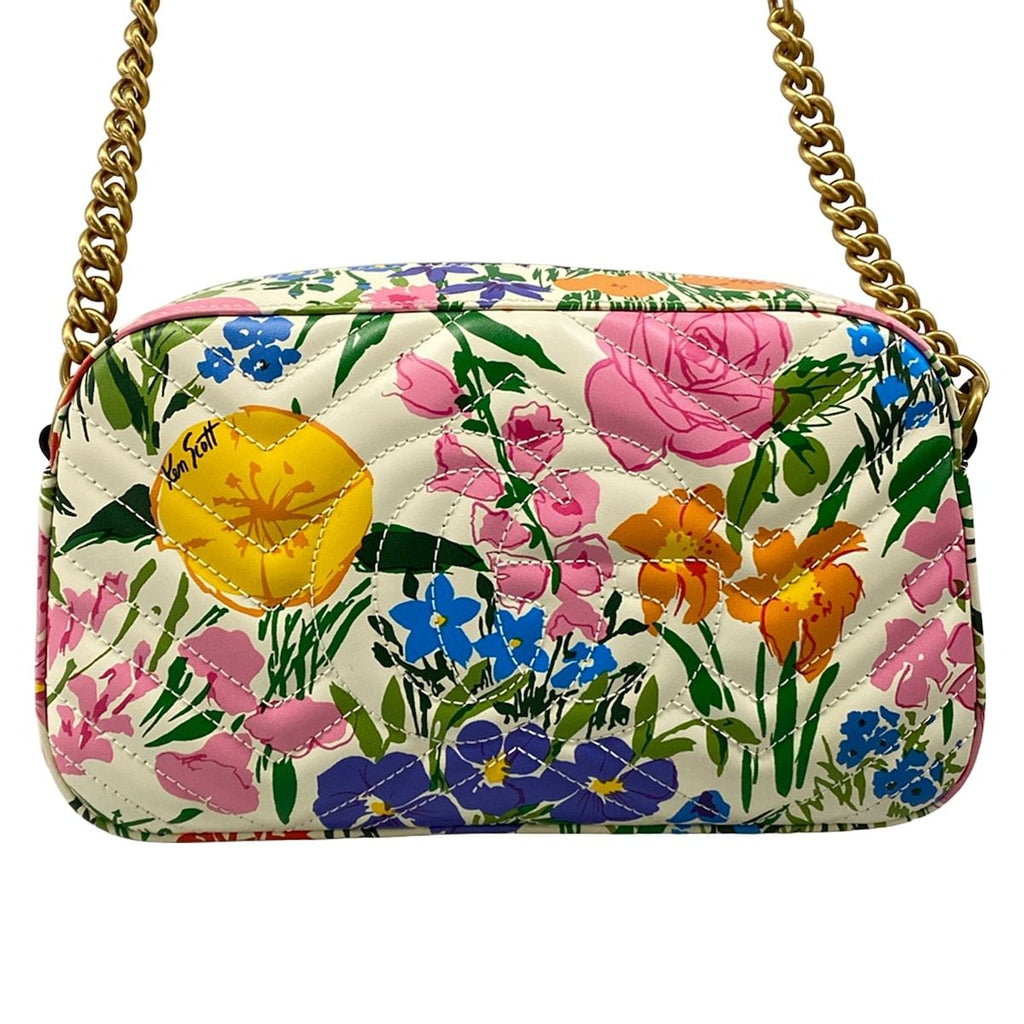 Gucci Shoulder Bag GG Marmont White Ken Scott Limited Edition Floral Leather — view 3
