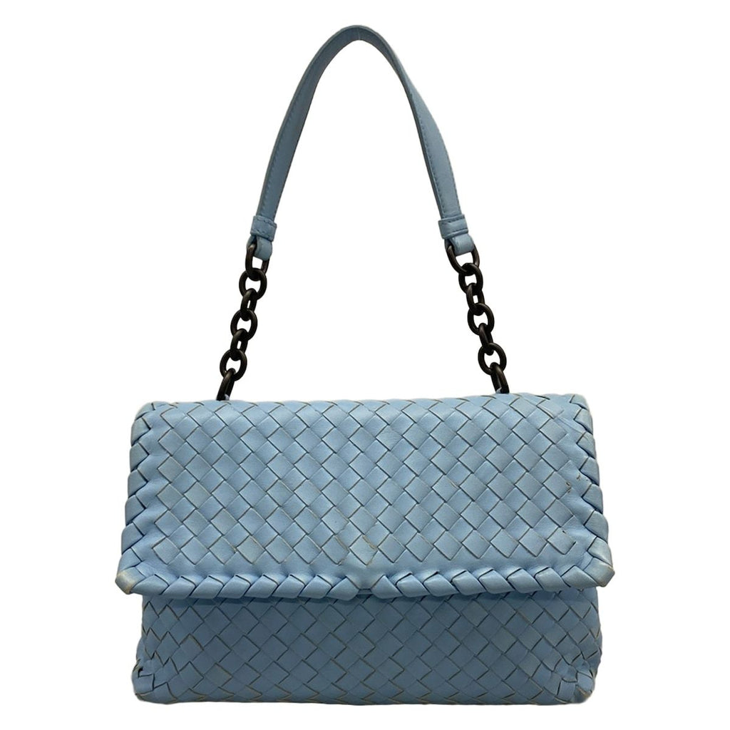 Bottega Veneta Shoulder Bag Olympia Light Blue Chain Leather
