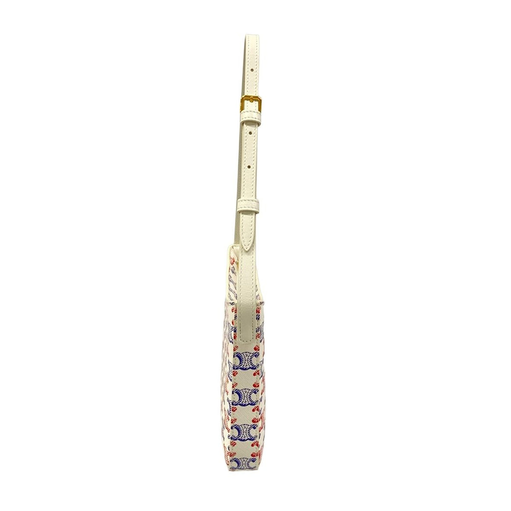 Celine Shoulder Bag Triomphe Canvas White Leather — view 2