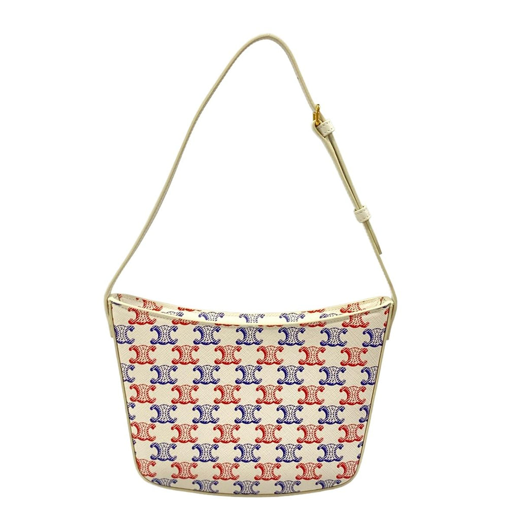 Celine Shoulder Bag Triomphe Canvas White Leather — view 3