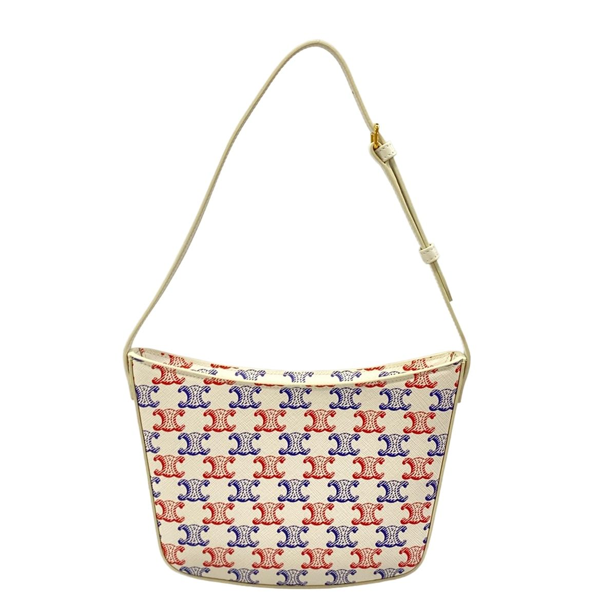 Celine Shoulder Bag Triomphe Canvas White Leather — view 3