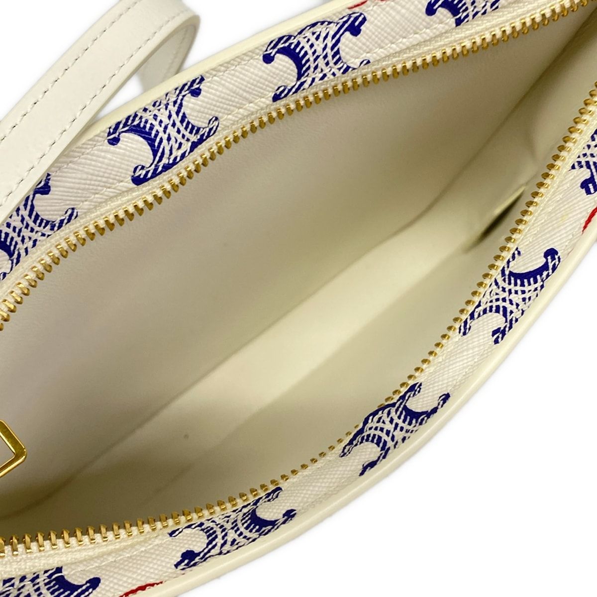 Celine Shoulder Bag Triomphe Canvas White Leather — view 7