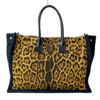 Saint Laurent Paris Tote Rive Gauche Brown Leopard Print Leather — view 3