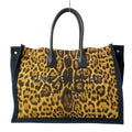 Saint Laurent Paris Tote Rive Gauche Brown Leopard Print Leather