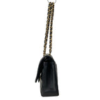 Chanel Shoulder Bag Double Flap Quilted Black Gold Chain — view 4