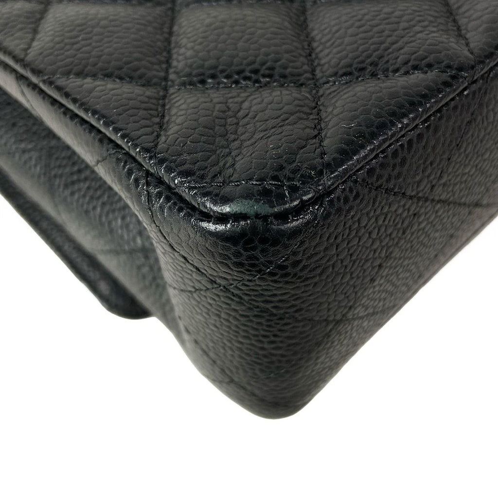 Chanel Shoulder Bag Double Flap Quilted Black Gold Chain — view 9