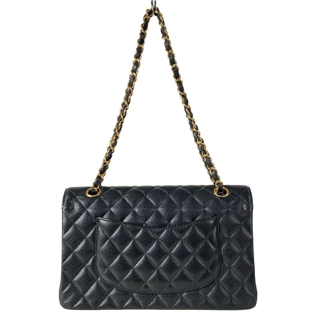 Chanel Shoulder Bag Double Flap Quilted Black Gold Chain — view 3