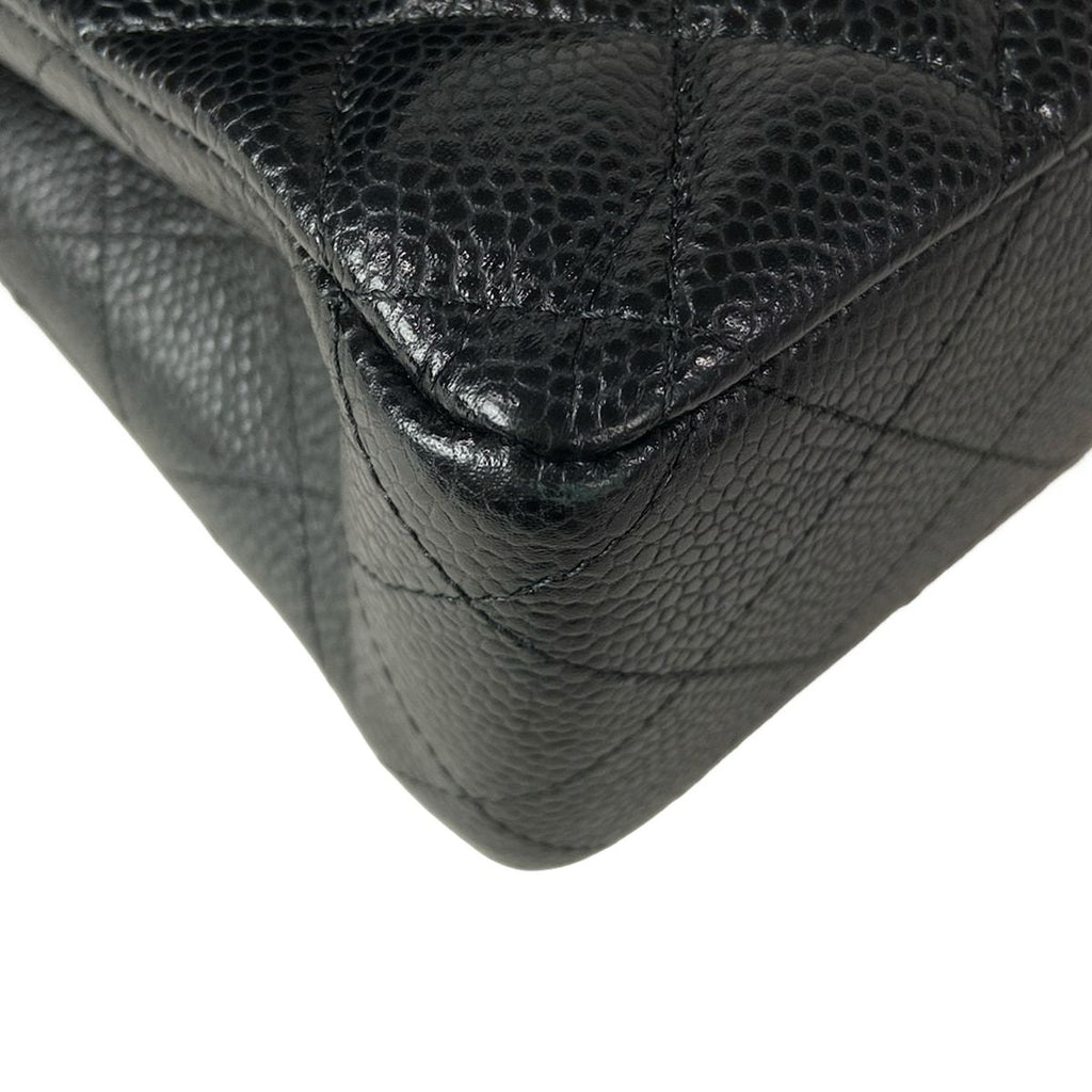 Chanel Shoulder Bag Double Flap Quilted Black Gold Chain — view 7