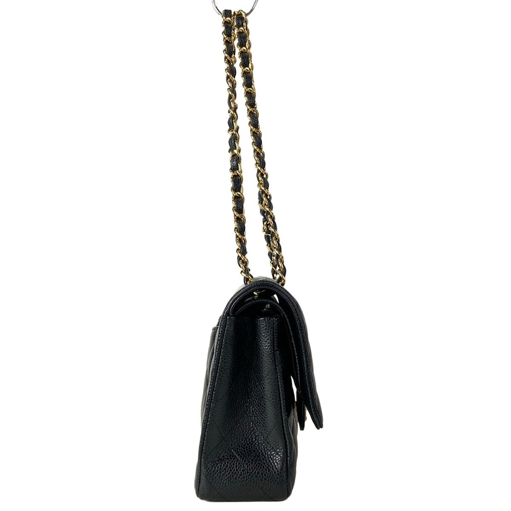 Chanel Shoulder Bag Double Flap Quilted Black Gold Chain — view 2