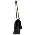 Chanel Shoulder Bag Double Flap Quilted Black Gold Chain — view 2