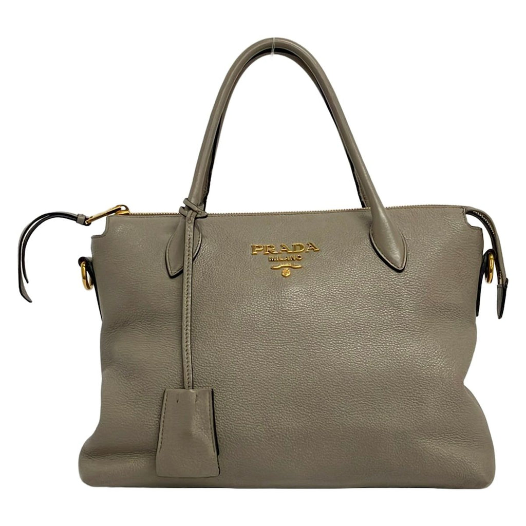 Prada Handbag Gray Leather