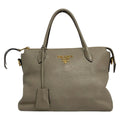 Prada Handbag Gray Leather