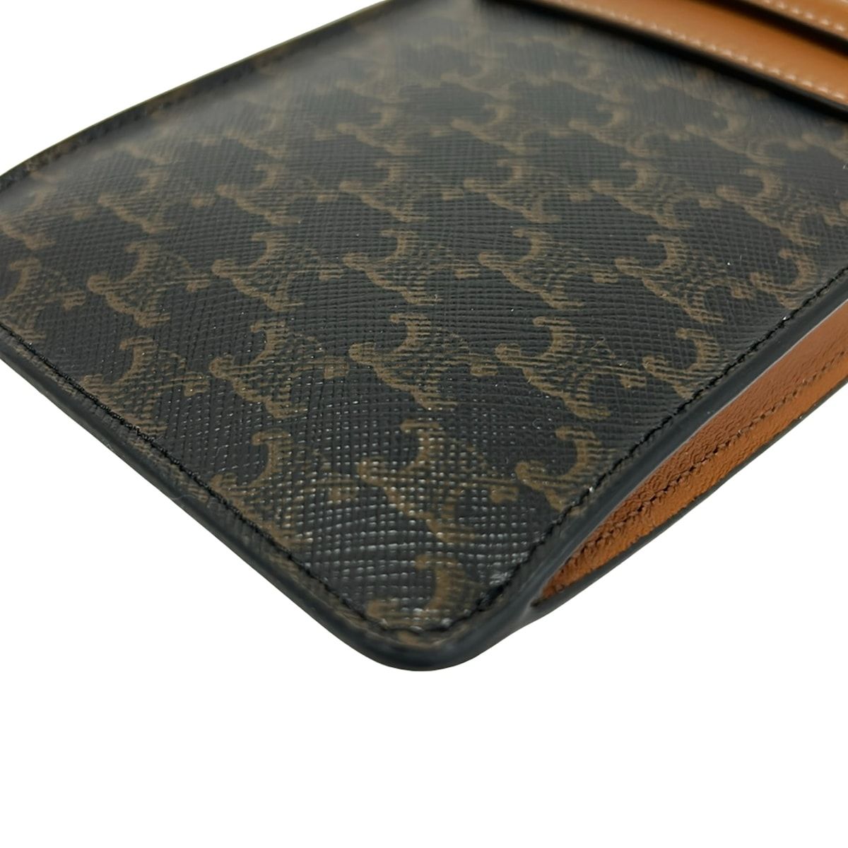 Celine Shoulder Bag Triomphe Canvas Dark Brown Smartphone Pochette Leather — view 6