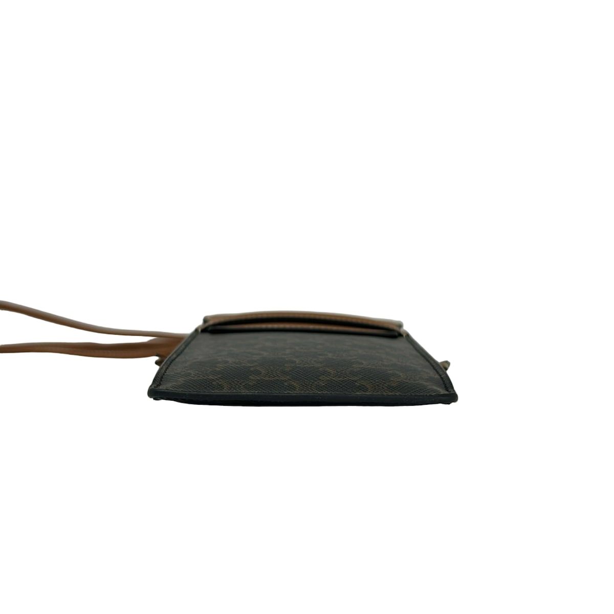 Celine Shoulder Bag Triomphe Canvas Dark Brown Smartphone Pochette Leather — view 5