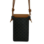 Celine Shoulder Bag Triomphe Canvas Dark Brown Smartphone Pochette Leather — view 3