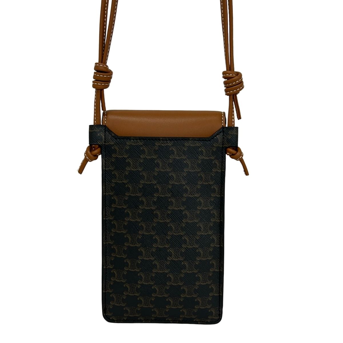 Celine Shoulder Bag Triomphe Canvas Dark Brown Smartphone Pochette Leather — view 3