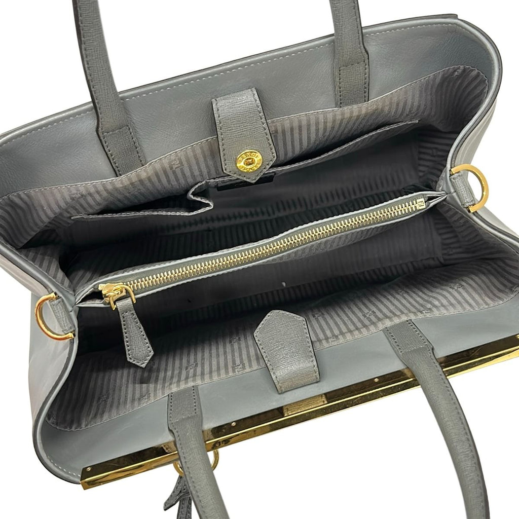 Fendi Tote Toujours Dark Gray Leather — view 7