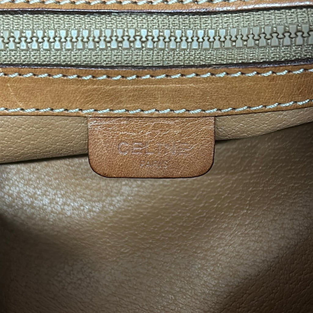 Celine Backpack Macadam Pattern Dark Brown Drawstring Leather — view 8