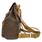 Celine Backpack Macadam Pattern Dark Brown Drawstring Leather — view 4
