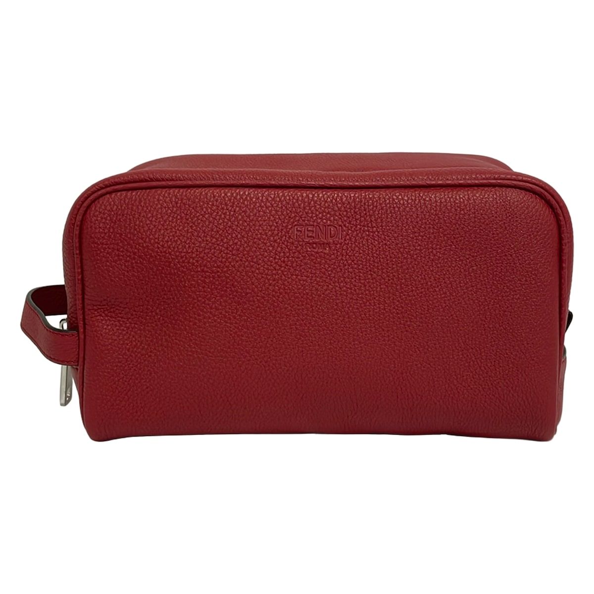 Fendi Second Red Travel Pouch Leather