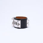 Hermes Collier de Chien Bracelet Bangle Box Calf Black Silver — view 3