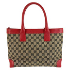 Gucci Red Beige GG Canvas Leather 002 Tote Shoulder — view 2