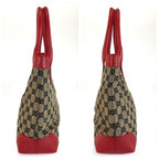 Gucci Red Beige GG Canvas Leather 002 Tote Shoulder — view 7